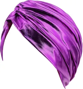 Surkat Unisex Metallic Arab India Pleated Turban Headwrap Swami Hat Costume Hat Chemo Cap