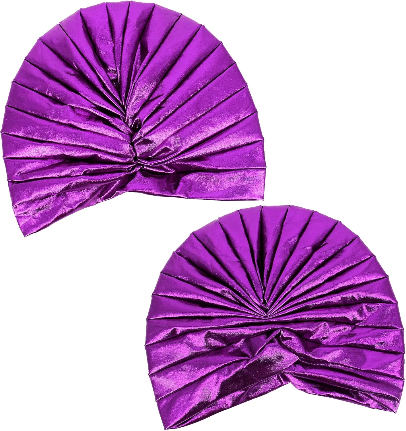Surkat Unisex Metallic Arab India Pleated Turban Headwrap Swami Hat Costume Hat Chemo Cap