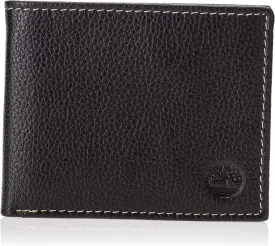 Timberland Men's Leather Wallet With Attached Flip Pocket, Black (Sportz), One Size