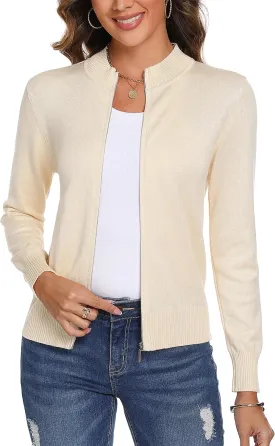 Totatuit Womens Long Sleeve Knitted Zip Up Sweater Cardigans Sweaters Lightweight Zipper Sweatshirts Jacket