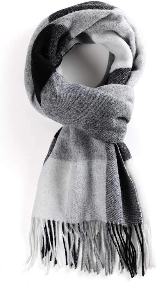 Unisex 100% Wool Cashmere Scarf for Men Women Warm Winter Scarves