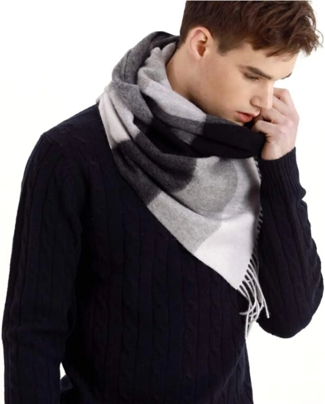 Unisex 100% Wool Cashmere Scarf for Men Women Warm Winter Scarves
