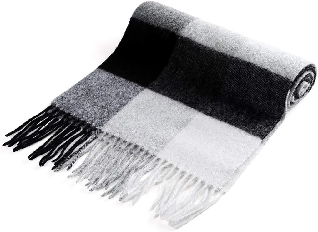 Unisex 100% Wool Cashmere Scarf for Men Women Warm Winter Scarves