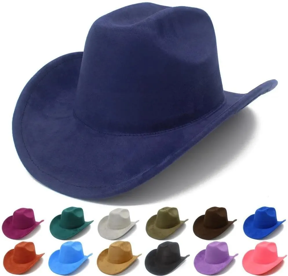 Unisex Four Seasons Suede-Like Polyester Top Hat - Curved Wide Brim Fedora Retro Knight Style - Solid Color Casual Party Hat