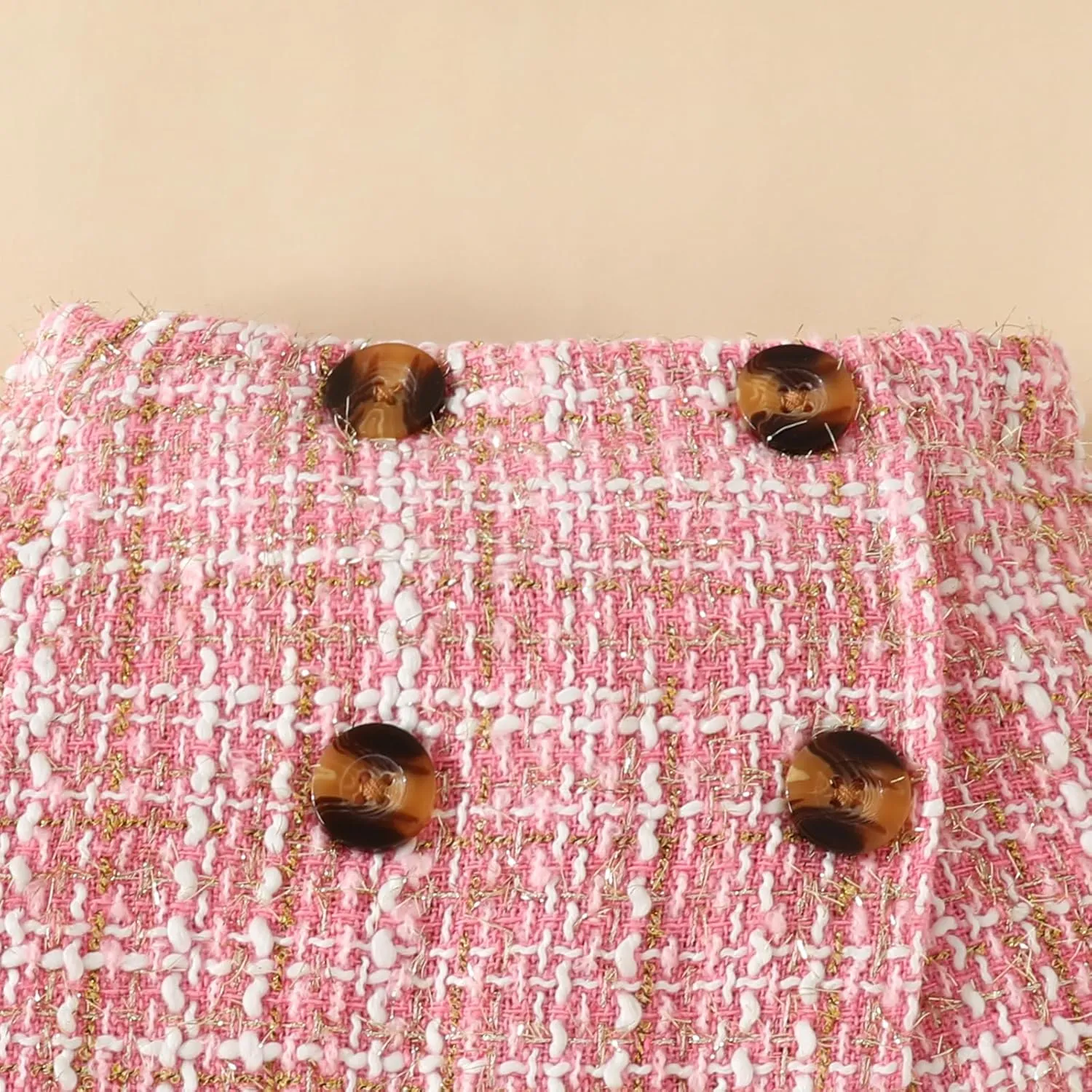 VISGOGO Toddler Girl Skirts Outfit Ribbed Long Sleeve Tops Plaid Tweed Pattern Skirt Beret Baby Fall Winter Clothes
