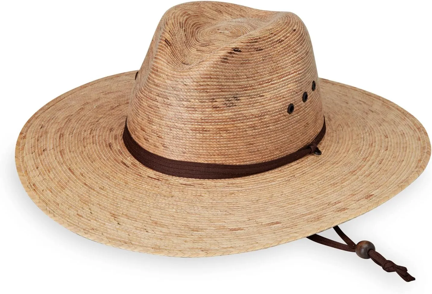 Wallaroo Hat Company Mens Baja Fedora  Natural Wide Brim Straw Surf Sun Hat with Chin Strap and UPF 50  Sun Protection