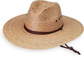 Wallaroo Hat Company Mens Baja Fedora  Natural Wide Brim Straw Surf Sun Hat with Chin Strap and UPF 50  Sun Protection