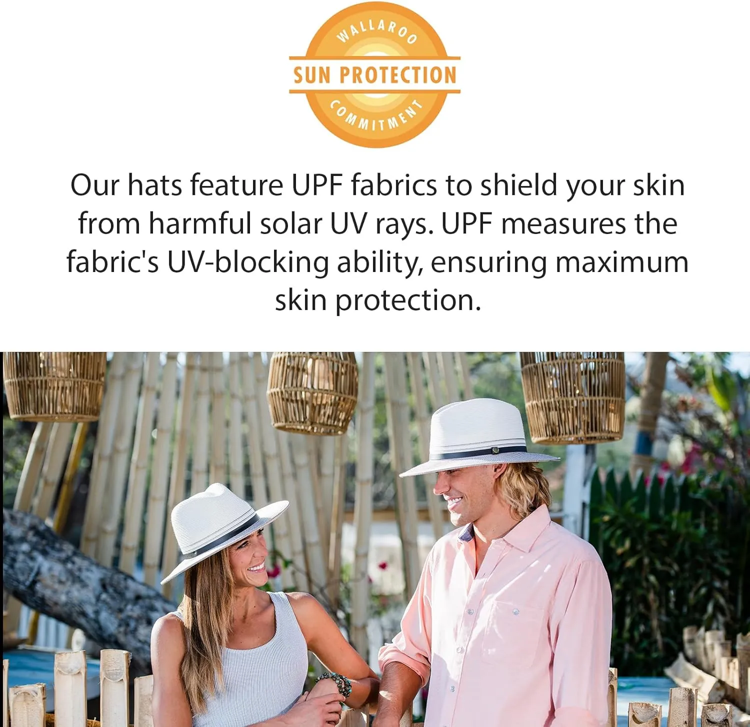 Wallaroo Hat Company Mens Baja Fedora  Natural Wide Brim Straw Surf Sun Hat with Chin Strap and UPF 50  Sun Protection