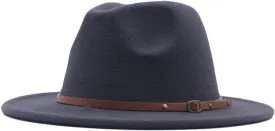 Womens Classic Fedora Hat Wide Brim Floppy Panama Hat Belt Buckle Retro Fedora Hat for Women