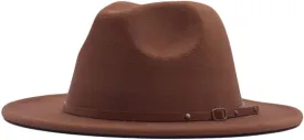 Womens Classic Fedora Hat Wide Brim Floppy Panama Hat Belt Buckle Retro Fedora Hat for Women