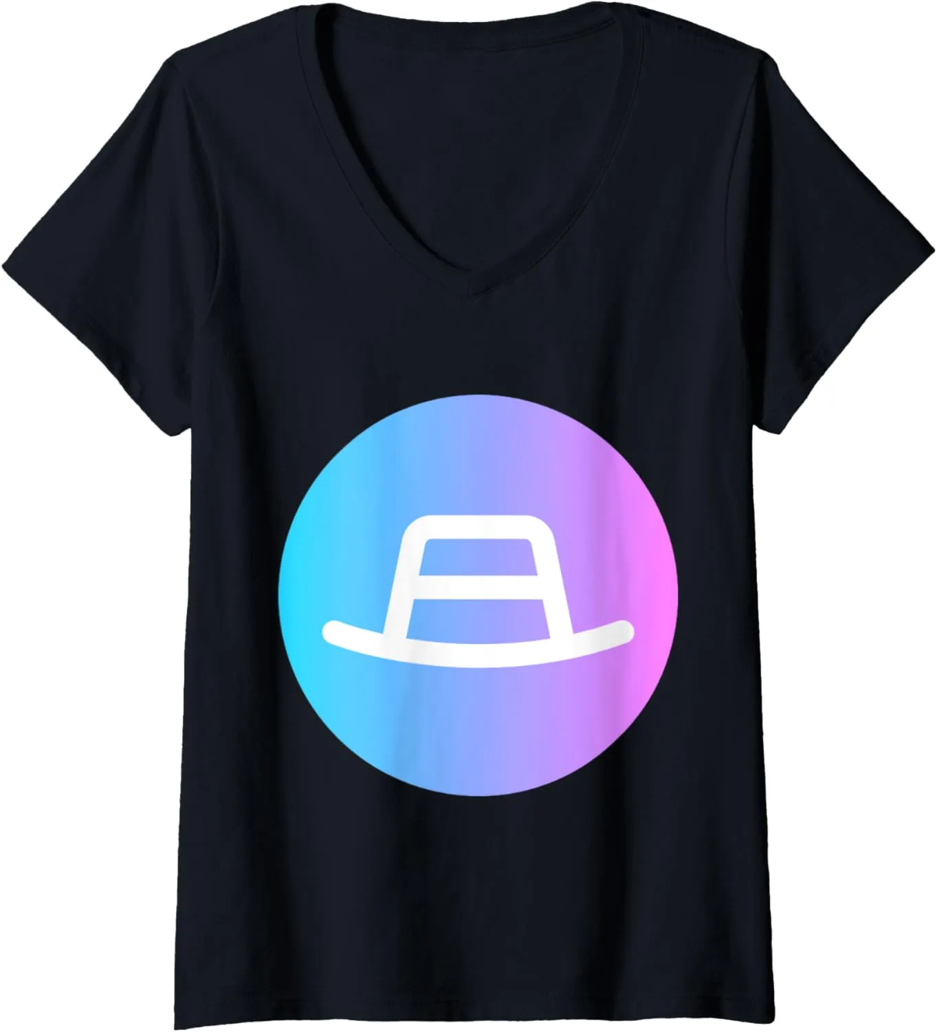 Womens Fedora Hat V-Neck T-Shirt