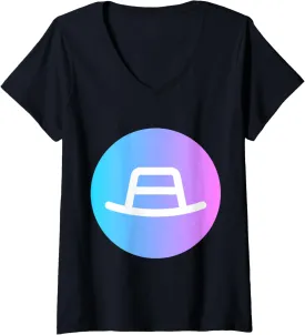 Womens Fedora Hat V-Neck T-Shirt