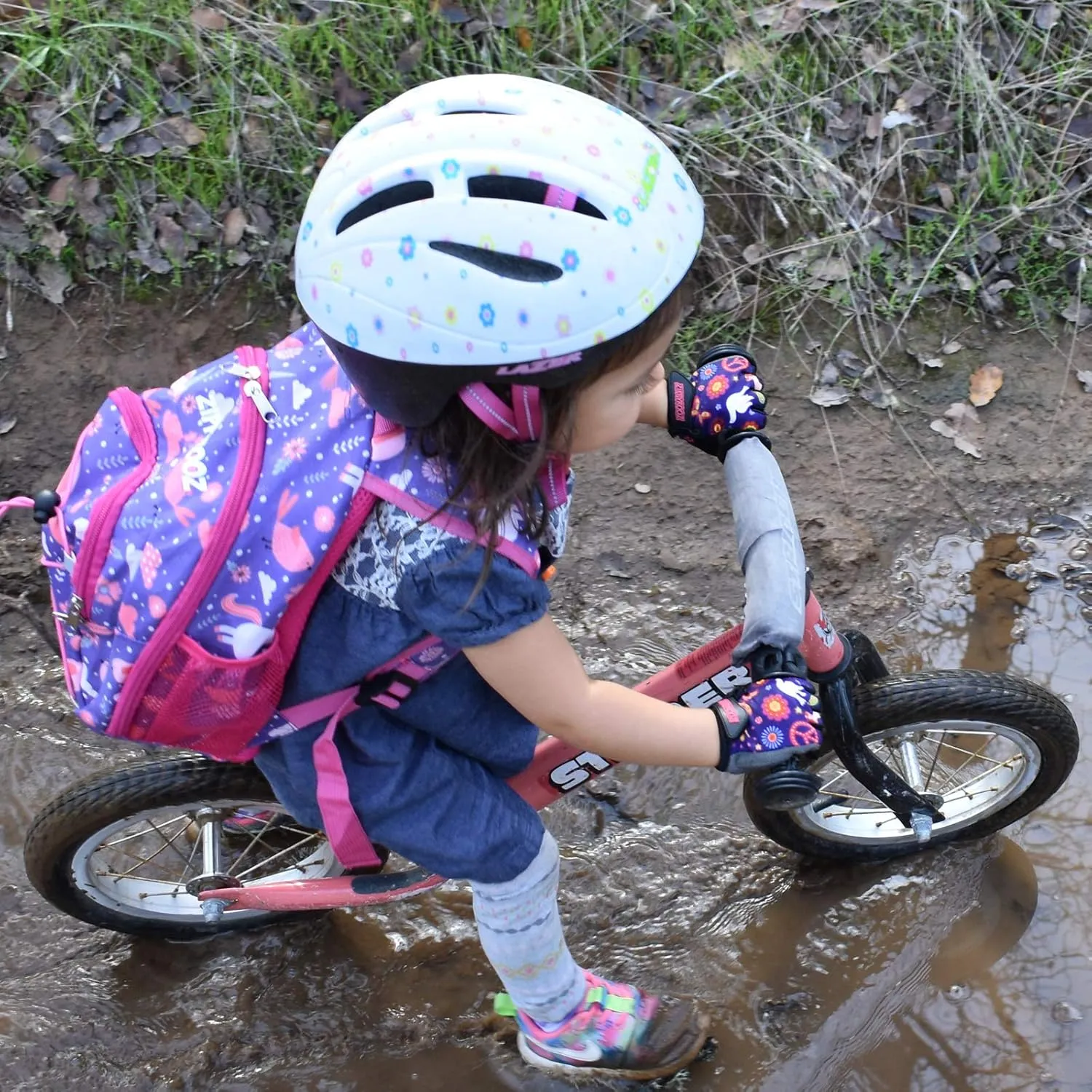 ZippyRooz Toddler & Little Kids Bike Gloves for Balance and Pedal Bicycles for Ages 1-8 Years Old. 8 Designs for Boys & Girls