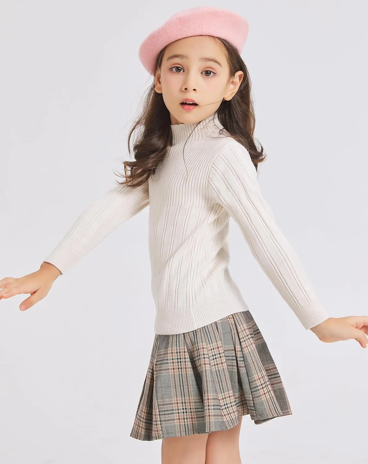 ZLYC Wool Kids Beret Hat Girls Solid Color Artist French Beret Cap