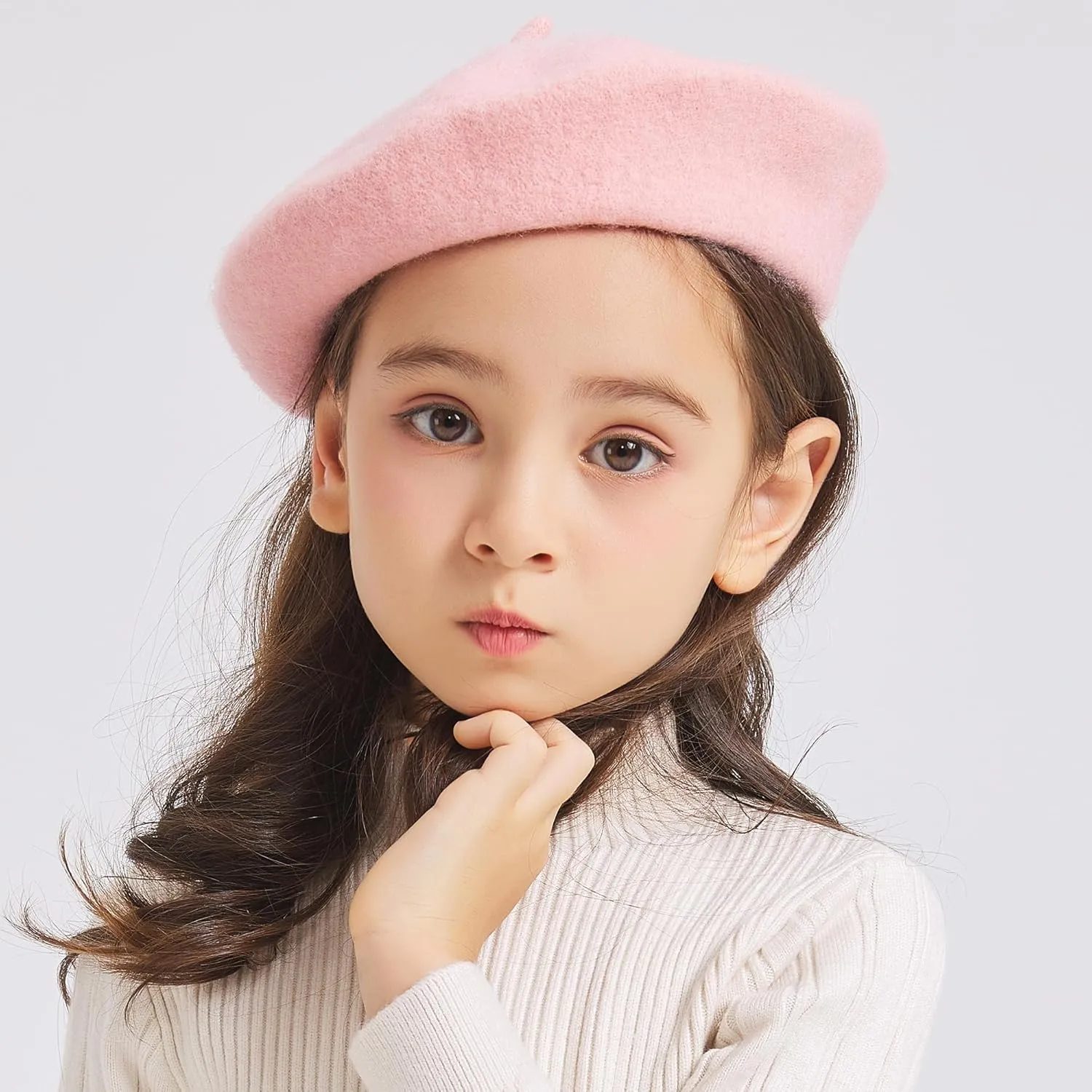 ZLYC Wool Kids Beret Hat Girls Solid Color Artist French Beret Cap